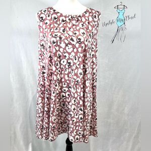 Pink and white abstract print shift mini dress size medium